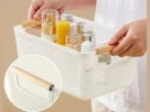 Kit 3 Cesto Organizador 27cm Multiuso Fruteira Alça Madeira