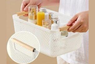 Kit 3 Cesto Organizador 27cm Multiuso Fruteira Alça Madeira