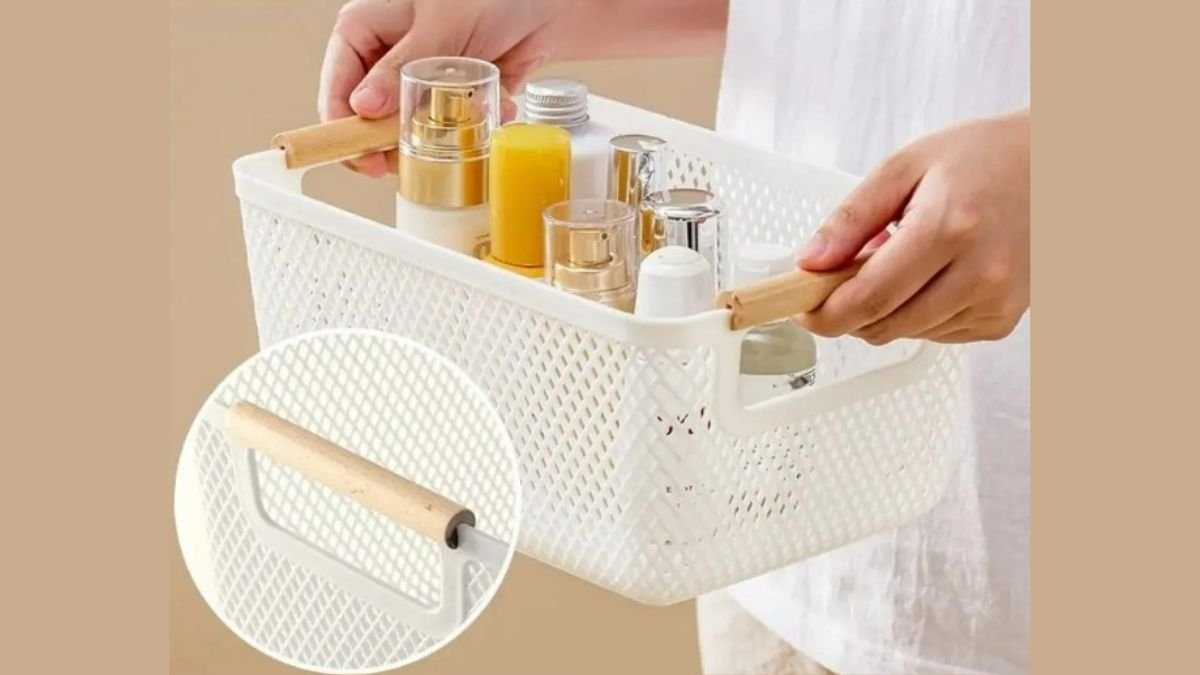 Kit 3 Cesto Organizador 27cm Multiuso Fruteira Alça Madeira