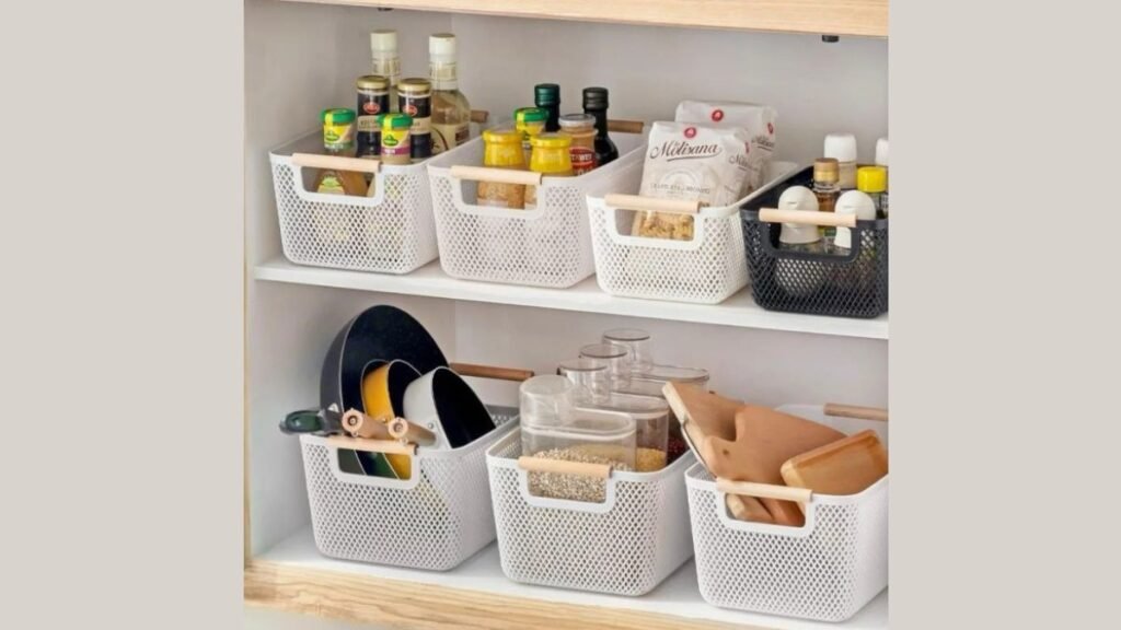 Kit 3 Cesto Organizador  Multiuso Alça Madeira