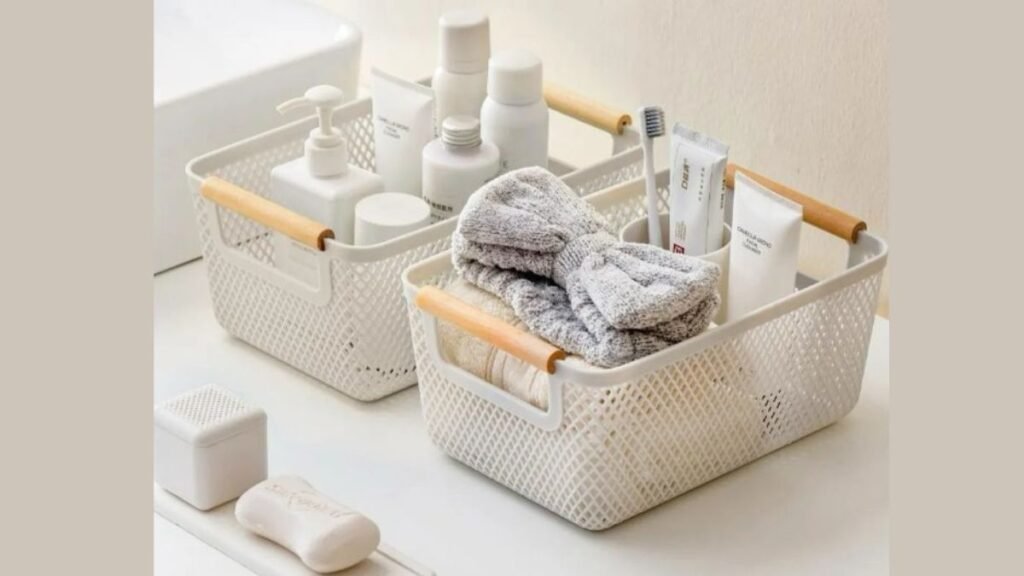 Kit 3 Cesto Organizador Multiuso Alça Madeira é bom