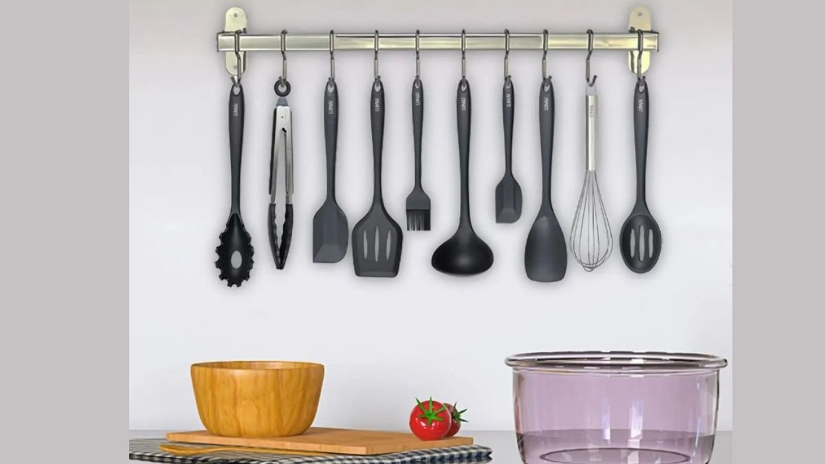 Lumai Kit de Utensilios de Cozinha de Silicone Maciço Miami Premium - Conjunto com 10 Peças Livre de BPA - Jogo com Espatulas Pegador Conchas Colheres Batedor de Ovos - Tamanho Grande e Pegada Firme