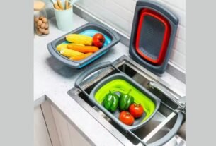 Escorredor De Alimentos Macarrão Legumes Frutas Vegetais Silicone Alça Retrátil Para Pia