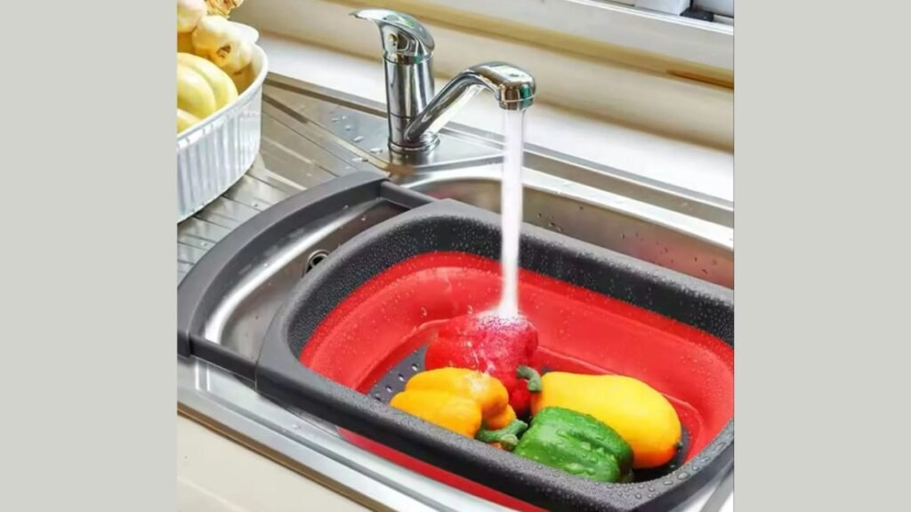 Escorredor de macarrão silicone alça retrátil pia é bom