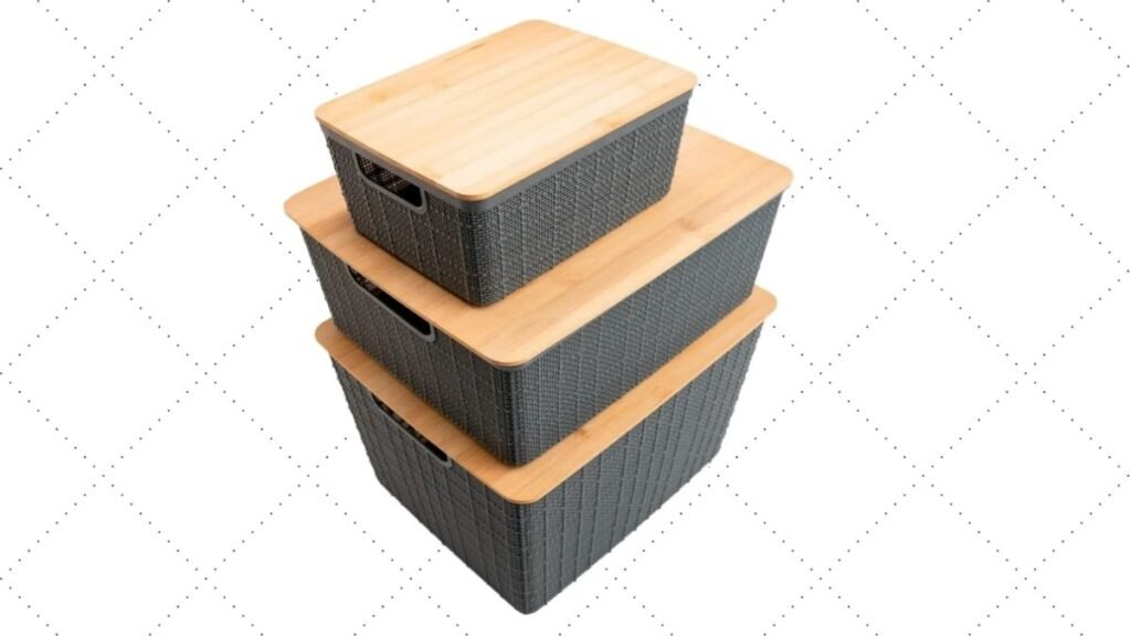 Kit 3 Caixas Organizadoras Tampa Bambu