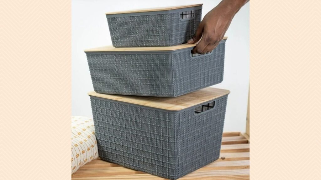 Kit 3 Caixas Organizadoras Tampa Bambu é bom